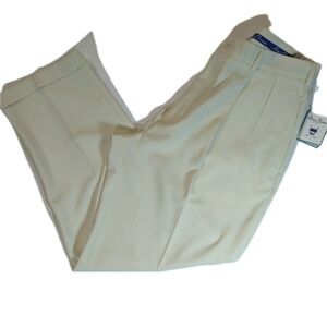 Alan Flusser Golf Pants Mens 34x30 String Pleated Front Performance Dress Cream